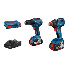 BOSCH  GDX 18V-200 + GSB 18V-55 įrankių rinkinys 2x4 Ah